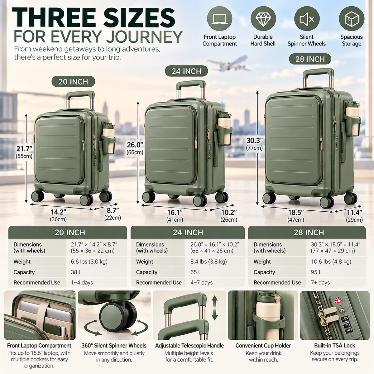 Sage Smart Organizer Suitcase